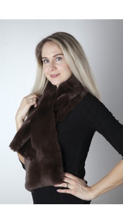 Dark brown rex fur scarf